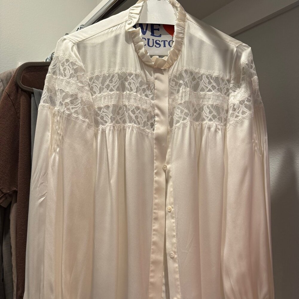 Frame - Silk Lace Blouse - Off White